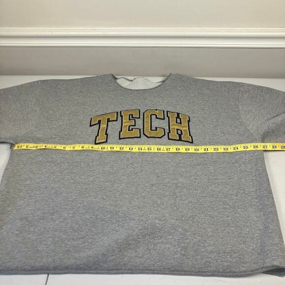 VTG Georgia Tech Cropped Raw Hem Oversized Reverse Weave Sweatshirt Size XL - Picture 6 of 8